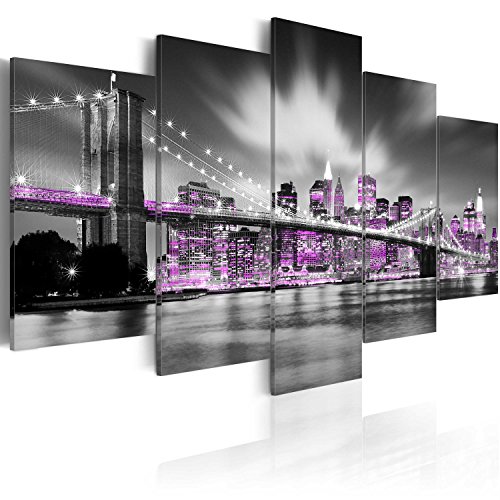 murando - Cuadro en Lienzo 100x50 cm Impresión de 5 Piezas Material Tejido no Tejido Impresión Artística Imagen Gráfica Decoracion de Pared New York Ciudad Nueva York NY 030102-25