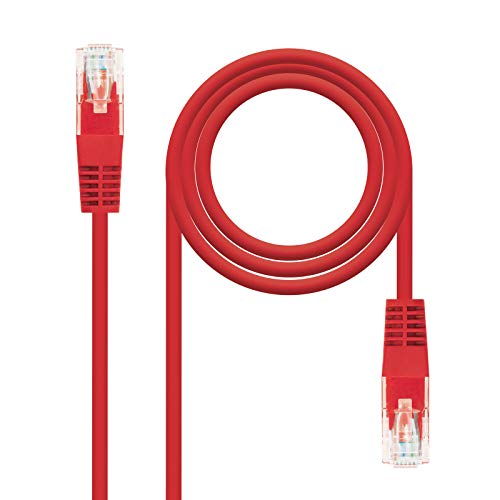 NanoCable 10.20.0402-R - Cable de red Ethernet RJ45 Cat.6 UTP AWG24, 100% cobre, Rojo, latiguillo de 2mts