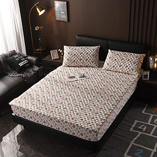 Nuoxuan Sábana Resistente a Las Arrugas,Sábanas Estampadas Acolchadas, Funda Protectora Antideslizante apartamento Dormitorio Cama Doble-Color_El 100 * 200cm