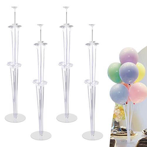 O-Kinee Soporte para Globos Kit 4pcs,Soporte de Globos con Paleta de Plástico Soporte de Globos,Mesa de Escritorio Titular de la Decoración del Globo para Cumpleaños Fiesta Boda Evento (4pcs)