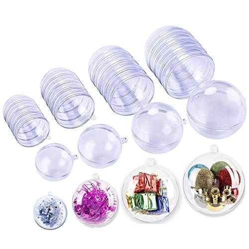 ODOOKON 20 pcs 4 tamaños Bolas de Navidad Transparente de Plástico Acrílico Rellenable 6cm 8cm 10cm 12cm Bola Navidad Plástico Transparente para Adornos para Árbol de Navidad, Manualidades, Bodas