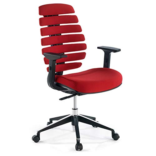 ofiprix | Silla Spine | Silla de Oficina Ergonómica | Silla Escritorio | Respaldo ergonómico | Espuma Inyectada | Brazos Ajustables | Alta Gama | Tejido Rojo