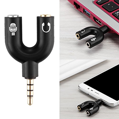 ONEVER 3.5mm Auriculares EST¨¦REO de Audio Adaptador de Conector para Auriculares Splitter 1 Macho a 2 Mujer Separado de Auriculares con MICR¨Fono para Smartphone Tablets PC -Negro