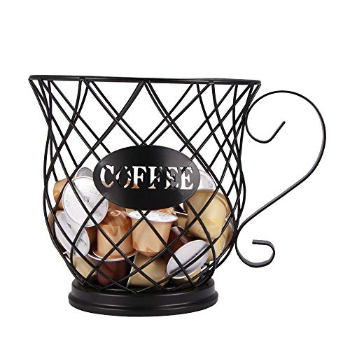 ONEVER Cesta de Almacenamiento de Café Universal, Soporte Multiusos para Cápsulas de Café, Soporte para Café, Cápsulas de Café Adecuadas para Nespresso Hogar Cocina Hotel (Negro)