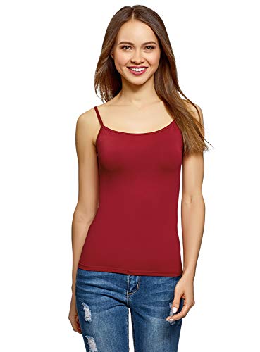 oodji Ultra Mujer Camiseta de Tirantes Básica, Rojo, ES 36 / XS