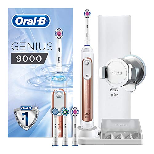 Oral-B Genius 9000 Electric Toothbrush Rechargeable Powered by Braun, Rose Gold (2-Pin Bathroom Plug)