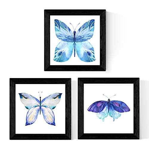 Pack de 3 láminas de Mariposas. Tamaño 25x25