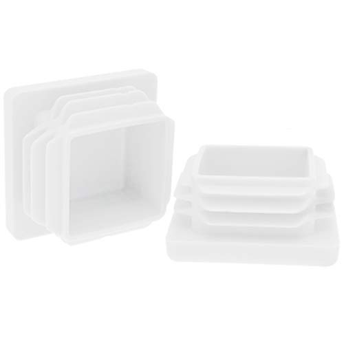 Paquete de 10 insertos cuadrados de tubo de 80 mm x 80 mm, grosor de pared de 2 mm a 4 mm, color blanco, tapas de sección de caja, tapas de extremo de tubo, inserciones cuadradas, patas de silla