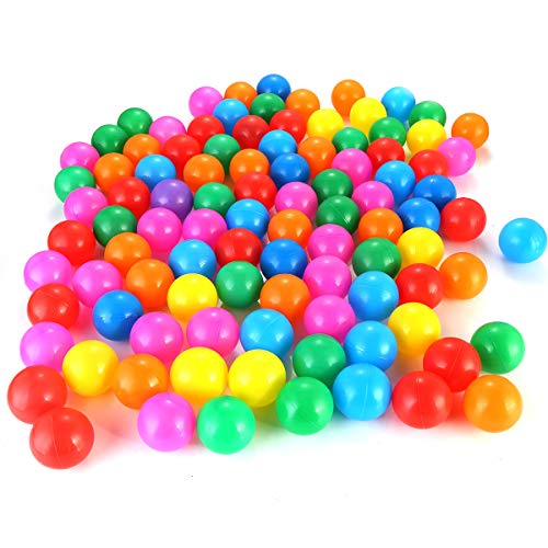 Petyoung 100 Piezas de Bolas de Plástico de Bolas de Plástico de Colores Divertidos en Una Bolsa de Malla de Almacenamiento Reutilizable Y Duradera para Bebés Carpa Juguetes de Natación Pelota