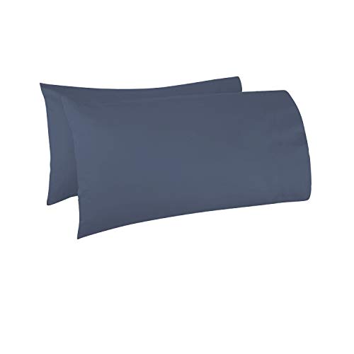 Pizuna - Set de 2 Fundas de Almohada de 400 Hilos, 100% Fibra Larga Las Fundas de Almohada, Lujoso Suave Tejido Saten (Fundas de Almohada de 100% algodón, Azul Oscuro 45x85 cm)