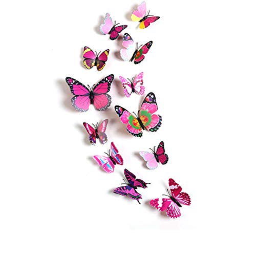 Pulabo - Adhesivo decorativo para pared, diseño de mariposas, 12 unidades, varios colores