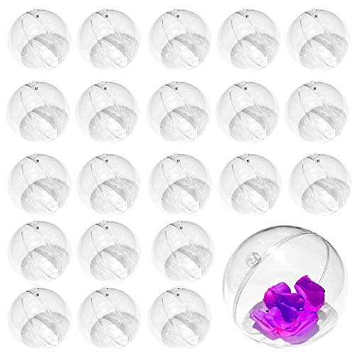 Pulluo 30 Pcs Bola de Plástico Transparente Bola Rellenable para llenar Caramelo DIY Artesanías Artesanales Esferas de Plástico de Fiesta de Cumpleaños de Bodas Household Decoración (6CM)