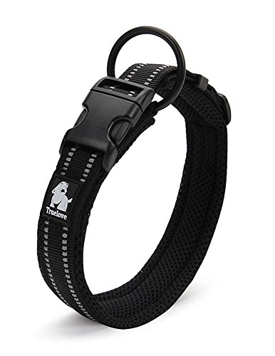 Rantow Cuello de Perro Fuerte Transpirable Collar de Perro de Seguridad Ajustable cómodo para Perros pequeños/medianos/Grandes (Negro) (XL 50-55cm)