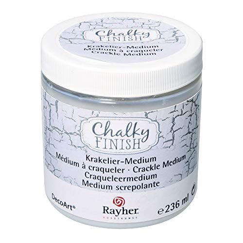 Rayher 38879000 Barniz craquelador Chalky Finish, transparente, 236 ml, Para efecto vintage y shabby chic