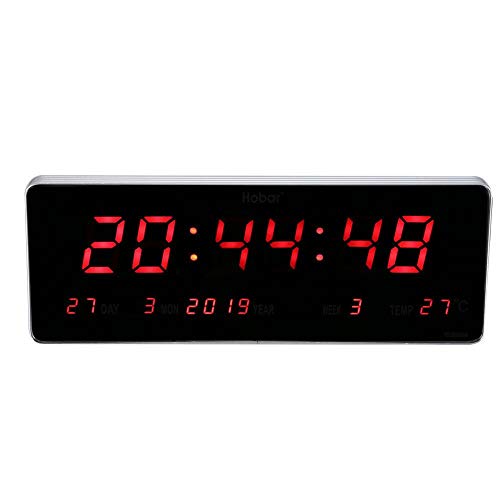 Reloj de Calendario, 14 "Pantalla Extra Grande LED Digital Escritorio Alarma Reloj de día Temperatura Relojes de Pared(36*13*3cm-Semana de Temperatura)