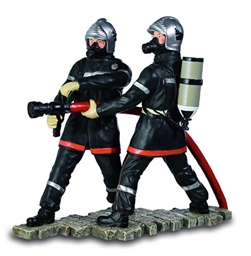 Reproduction - Figura de resina 2 bomberos de lanza horizontal (19/20/8 cm)