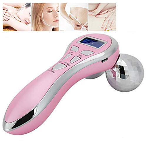 Rodillo facial 3D, masajeador facial Rodillo de pantalla LED para el cuello Lifting facial Apriete Arrugas antienvejecimiento con 5 niveles, ajustable, portátil, con carga USB, masajeador facial, masa