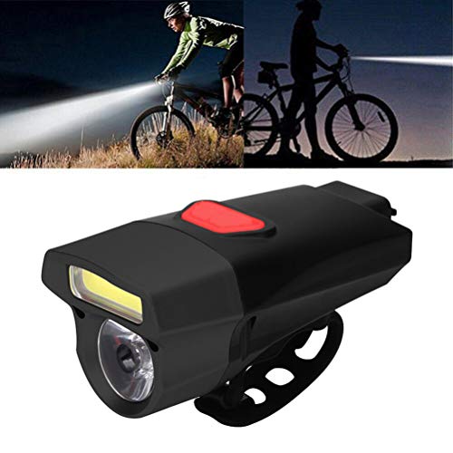 Rsoamy Luz de Bicicleta, Luces de Bicicleta LED, lámpara de Bicicleta USB en el Frente, con 2 Faros, 5 Modos, IP65 a Prueba de Agua para Viajes al Aire Libre