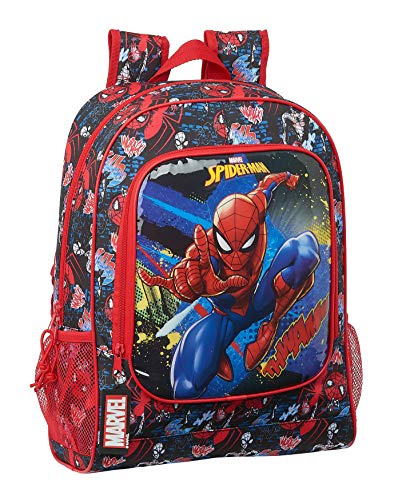 safta 612143522 Mochila Escolar de SpiderMan Go Hero, 320x140x420mm, Negro/Rojo, Talla única