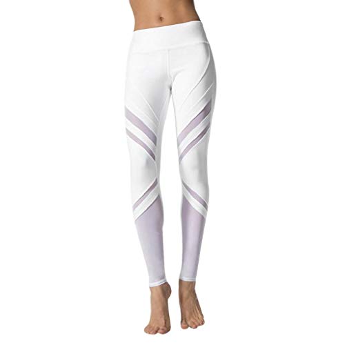 SHOBDW Mujeres Entrenamiento Yoga Pantalones Sólido Cintura Alta Deportes Gimnasio Correr Medias Estiramiento Flaco Push Up Fitness Capri Leggings Pantalones Deportivos(Blanco,S)