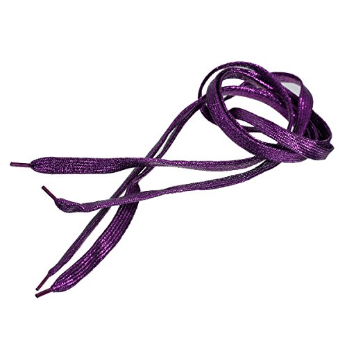 SiAura - Cordones trenzados con purpurina, 108 cm de largo, color morado