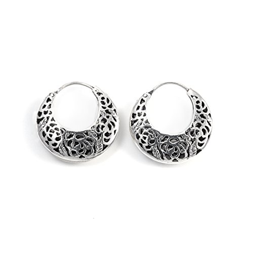 Silverly Pendientes Mujer en Plata 925 Media Luna en Filigrana