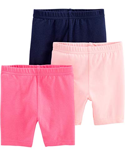 Simple Joys by Carter's - Pantalones cortos para bicicleta (3 unidades) ,Pink, Navy ,4T