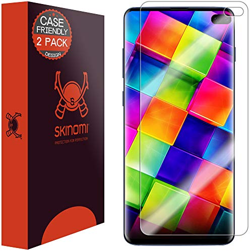 Skinomi TechSkin - Protector de Pantalla Compatible con Samsung Galaxy S10 Plus (S10+ 6.4 pugadas), Compatible con Fundas. Cubre la Pantalla, Lote de 2 láminas