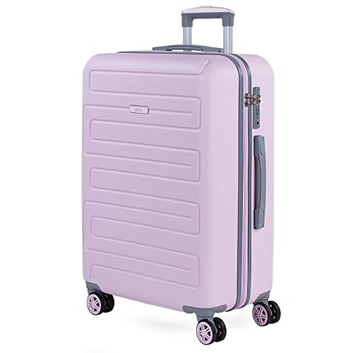 SKPAT - Maleta de Viaje Mediana 4 Ruedas Trolley. 67 cm Rígida ABS. Dura Práctica Cómoda Ligera y Bonito. Diseño y Calidad. Candado TSA. Interior Muy Completo. Estudiante. 175060, Color Rosa