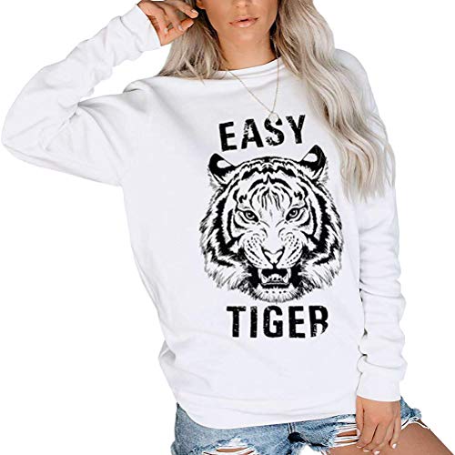 SLEITY Sudadera de tigre fácil para mujer, diseño de cara de tigre - - M