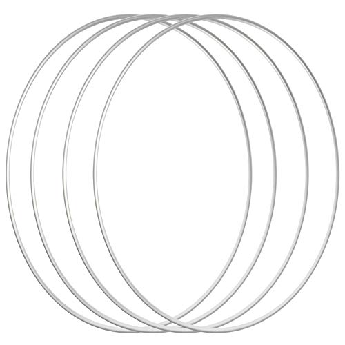 Sntieecr 4 PCS 30 cm grandes aros de anillo de plata de metal para hacer la decoración de la corona de la boda, el atrapastos del sueño y la pared que cuelgan la artesanía