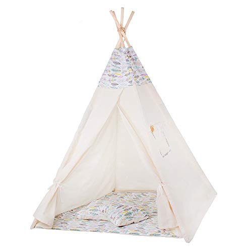 SPRINGOS Tienda Tipi Tipi para ni?os Tienda India con Alfombrilla de algodón Carpa para ni?os habitación para ni?os Tienda para ni?os Tienda de Juegos para ni?os Tipi Esquina acogedora 160*120*100 cm