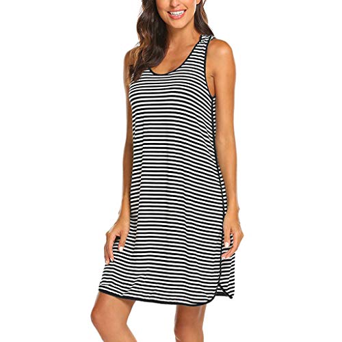 STRIR Verano Camisón Embarazada Maternidad Lactancia Pijama Sin Mangas Corta Vestido Primavera Mujer Embarazada Ropa para Dormir Premamá Casual Elegante (M, Negro)