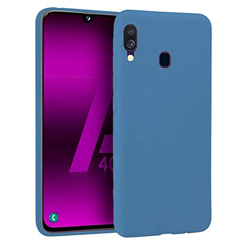 TBOC Funda para Samsung Galaxy A40 [5.9"]- Carcasa Rígida [Azul] Silicona Líquida Premium [Tacto Suave] Forro Interior Microfibra [Protege la Cámara] Antideslizante Resistente Suciedad Arañazos