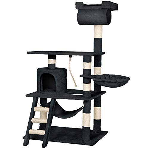 TecTake Rascador Árbol para Gatos 86x49x141cm (Negro | no. 402277)