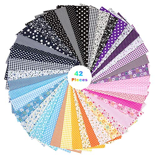 Tela Algodon Telas Patchwork, GuKKK 42 Piezas 25 x 25 cm Tela Algodon para Coser, DIY Floral Telas Patchwork Material, para la Decoración de Costura Artesanal Costura de Acolchado de Scrapbooking