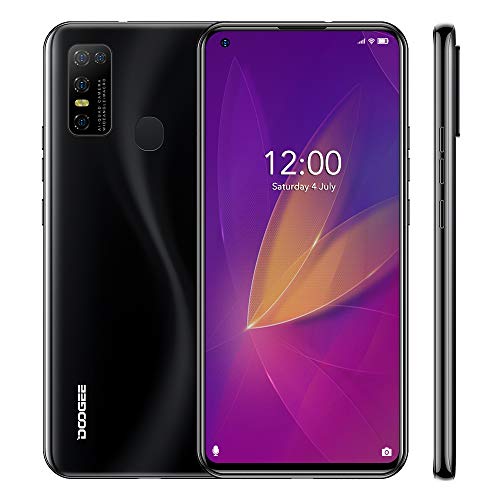 Teléfono Móvil Libres DOOGEE N30(2020), 6.55 Pantalla Perforada, Android 10 Smartphone Libre, 4GB +128GB, Cámara AI 16MP, 8MP Frontal Cámara, 4500mAh Batería, Dual SIM, Negro