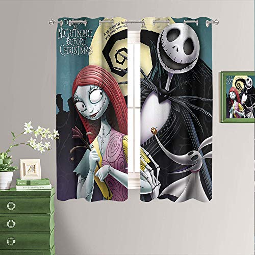 The Nightmare Before Christmas - Juego de 2 paneles con ojales para sala de estar (172 x 200 cm)