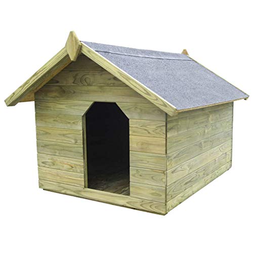 Tidyard Casas de Perros para Jardín,Caseta de Exterior para Perros,Apertura de Techo,Impermeable y Resistente Intemperie y Putrefacción,Madera Pino Impregnada 105,5x123,5x85cm