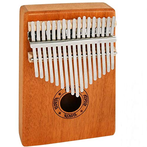 TIMESETL Kalimba 17 teclas Piano de pulgar con melodía e instrucción de estudio, cuerpo de madera de caoba maciza Piano de dedo Kalimba, regalo para niños principiantes adultos profesional