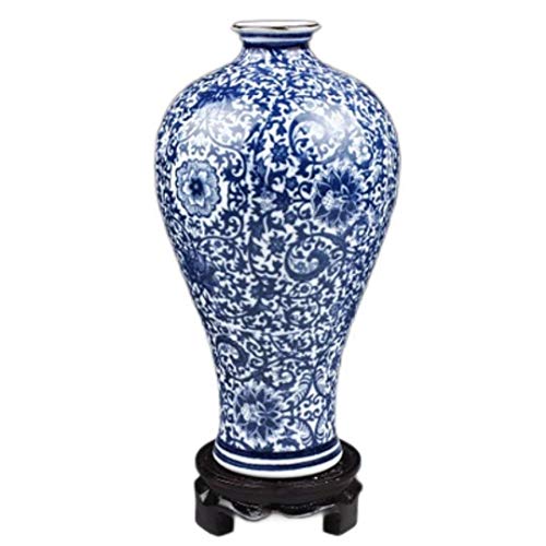 TOBEONE Jarrones de Porcelana Azul y Blanca entrelazados con diseño de Loto florero de cerámica para decoración del hogar jarrones de Flores Jingdezhen