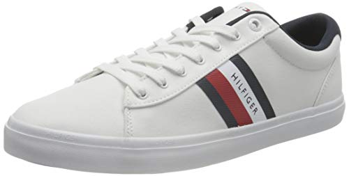 Tommy Hilfiger Essential Stripes Detail Sneaker, DETALLADOR DE Rayas Esenciales Hombre, White, 44 EU