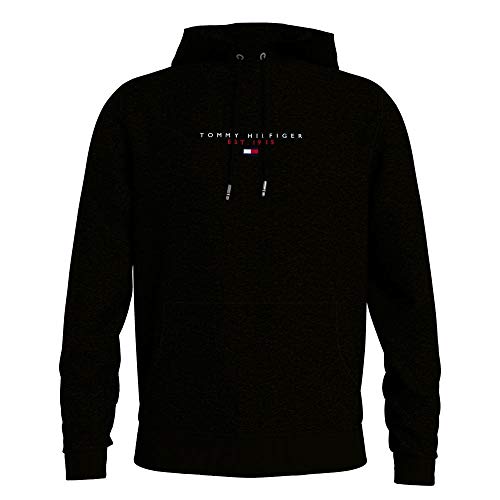 Tommy Hilfiger Essential Tommy Hoody Sudadera con Capucha, Negro, M para Hombre