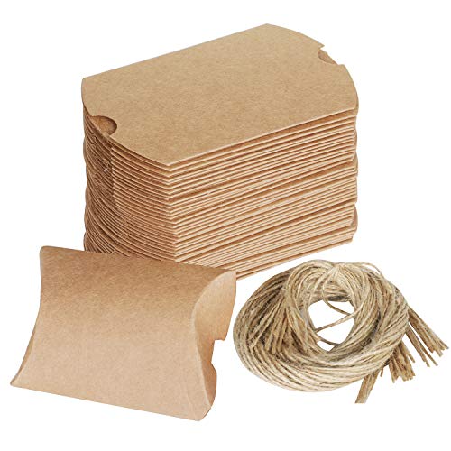 TRIXES 100 x Cajas Rústicas con Cordones - para Favores de la Boda, Recuerdos de Fiesta o Regalos - Bricolaje/Haz Tus Propias - Marrones - de Papel Kraft - Vintage