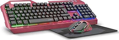 TYALO Illuminated Gaming Deskset - Teclado para Videojuegos, diseño en alemán, Color Rosa