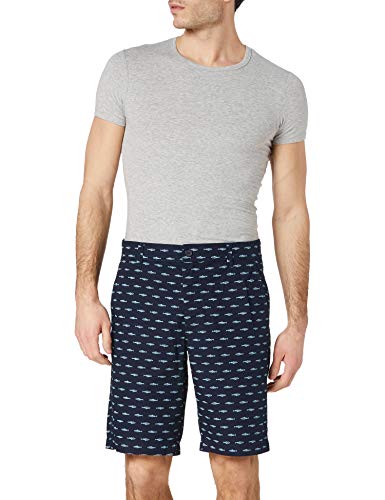 United Colors of Benetton (Z6ERJ) Bermuda Pantalones Cortos, Blue W/White Fishes AOP 96b, 50 para Hombre