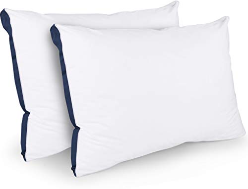 Utopia Bedding Almohadas (2 Unidades) - 45 x 66 cm Funda de Mezcla de Algodón - Fibra Hueca Virgen de Relleno 3D - Almohada Suave de fácil Cuidado (Azul Marino)