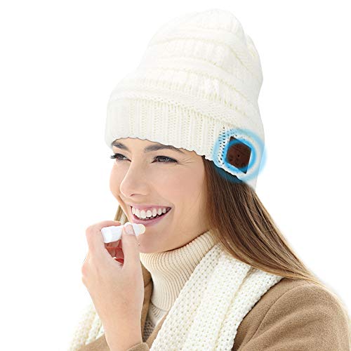 V5.0 Gorro Bluetooth, Maxjaa Gorro de Punto Inalámbrico Bluetooth con Altavoz Auriculares Sombrero Lavable con Altavoz de Música de Invierno Auriculares manos Libres Recargables Gorro