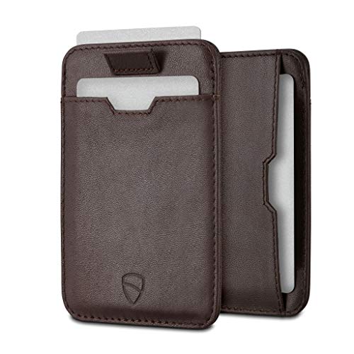 VAULTSKIN CHELSEA SLIM CARD SLEEVE WALLET, CARTERA CON PROTECCIÓN RFID – CUERO ITALIANO DE ALTA CALIDAD - ULTRA THIN CARD HOLDER DISEÑADO PARA 10 TARJETAS (Marrón)