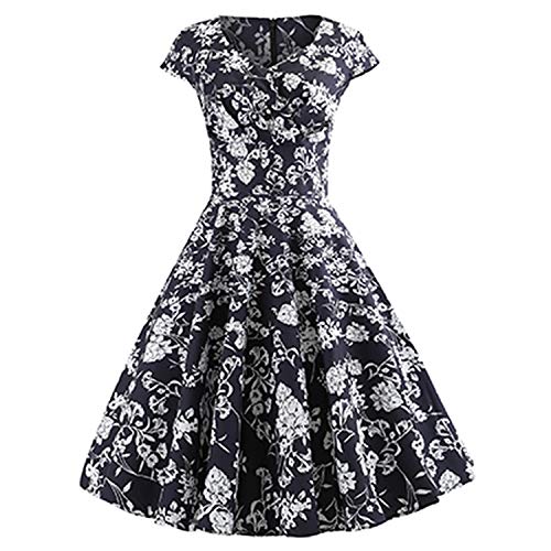 VESTIDOS Floral de Impresión 50S 2019 Estilo de Verano 50S 60S Vestidos de Pasarela de Algodón de las Mujeres Vintage Gran Swing Pinup Vestido para las Mujeres